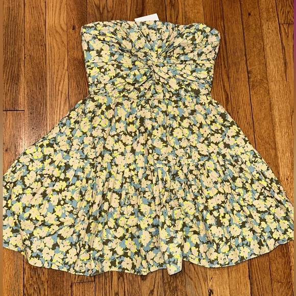 NWT Tanya Taylor Lizzie camo Floral Strapless mini Dress size 4 retail $495 - Picture 2 of 7